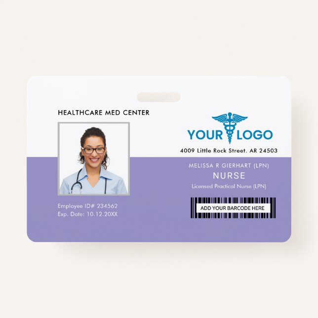 Hospital Employee Business Logo and Photo ID ID Badge (Front)