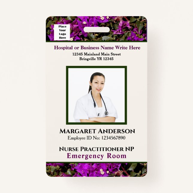 Hospital Employee ID Card Logo Custom ID Badge (Front)