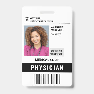 Hospital Employee ID Photo Logo Barcode Badge
