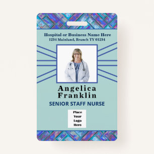Hospital Employee Nurse Photo Bar Code Logo Custom ID Badge