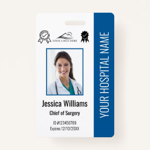 Hospital Employee Photo Certification Blue ID ID Badge