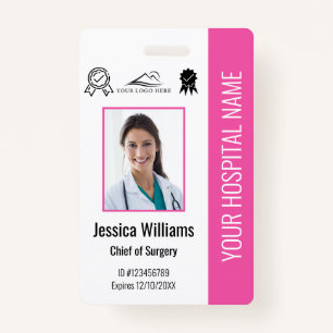 Hospital Employee Photo Certification Pink ID ID Badge