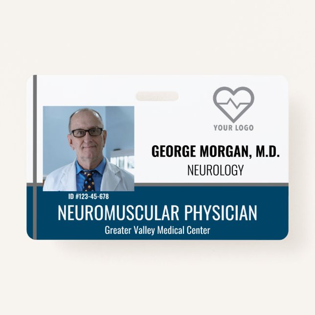 Hospital Employee Photo ID Badge with Barcode (Front)