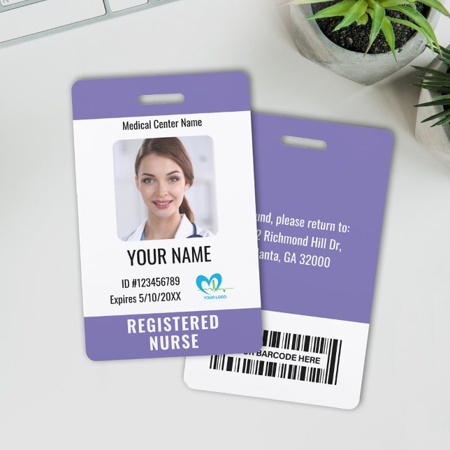 Hospital Employee Photo ID Logo Bar Code Name ID Badge (Creator Uploaded)