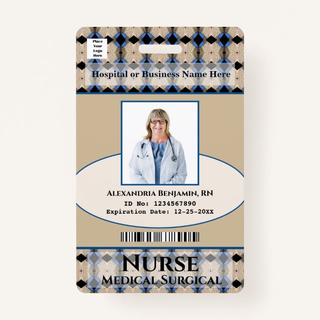 Hospital Employee Photo Medical ID Card Logo ID Badge (Front)