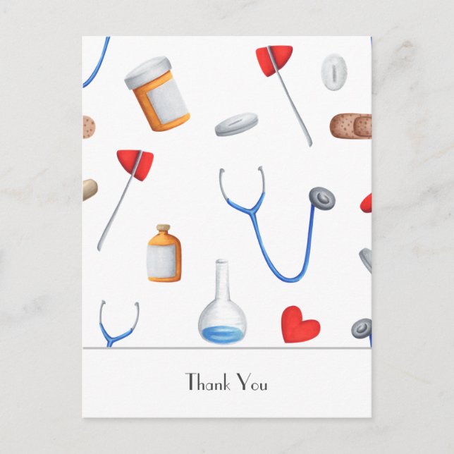 Hospital Equipment Doctor or Nurse Thank You Postcard (Front)