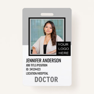 Hospital Grey Medical ID with Logo ID Badge