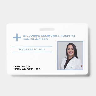 Hospital Light Blue Medical Doctor Logo Photo ID Badge