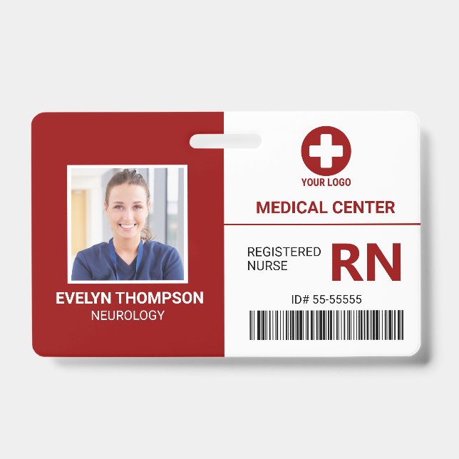 Hospital Medical Employee - Doctor Nurse Photo ID  Badge (Front)