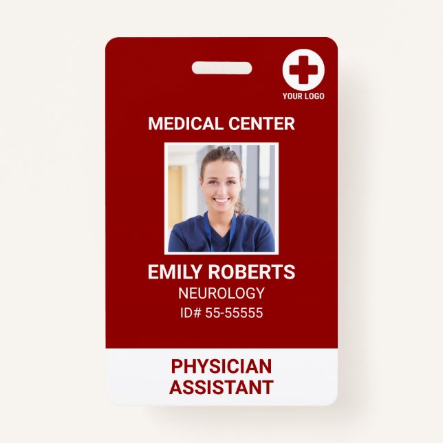 Hospital Medical Employee - Doctor Nurse Photo ID ID Badge (Front)