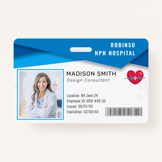 Hospital Medical Employee Photo ID  ID Badge (Front)