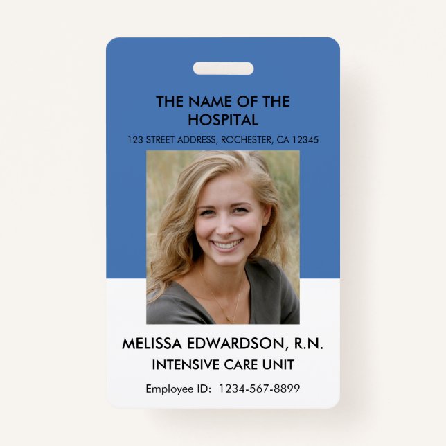 Hospital Medical professional photo id name ID Badge (Front)