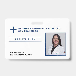 Hospital Navy Blue Medical Doctor Logo Photo ID Badge