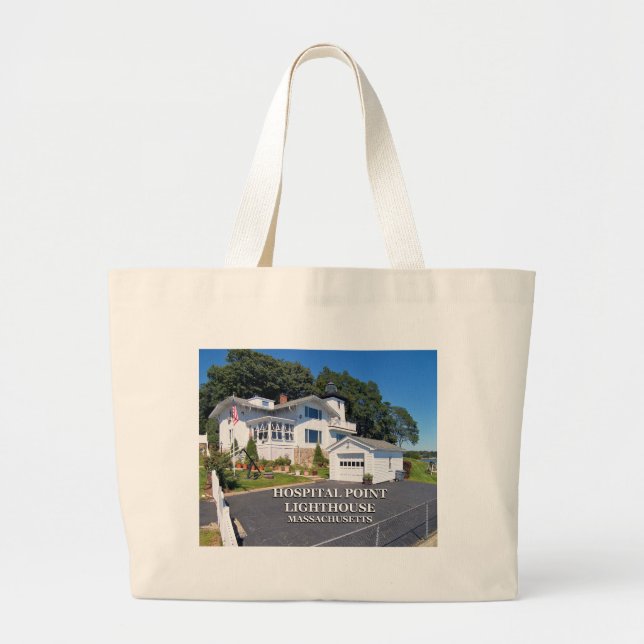 Hospital Point Lighthouse, Massachusetts Large Tote Bag (Front)