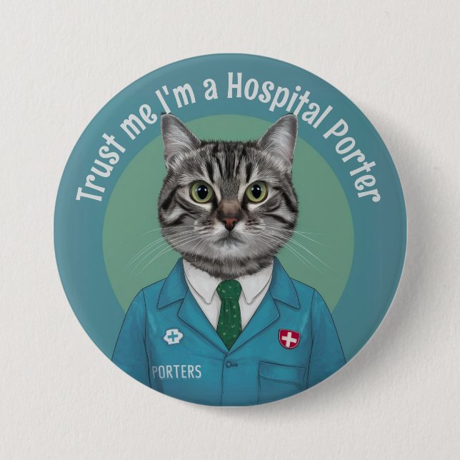 Hospital Porter, medical profession, health assist 7.5 Cm Round Badge (Front)