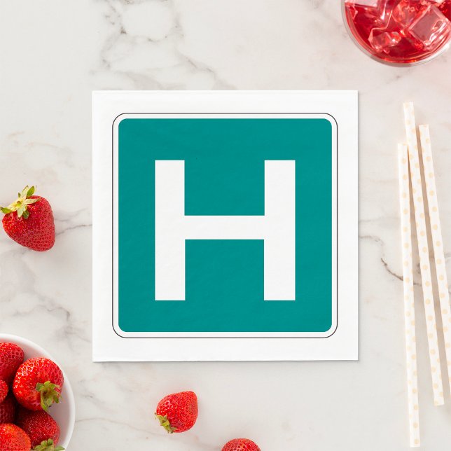 Hospital Road Sign Emergency Medical Facility  Napkin (Creator Uploaded)