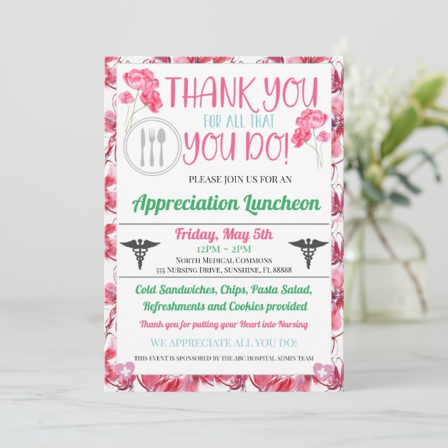 Hospital Staff Appreciation Week-Floral Invitation (Standing Front)