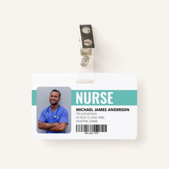 Hospital Staff Nurse ID Badge (Front with Clip)