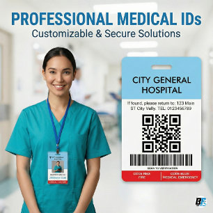 Hospital Staff Photo  Medical Nurse QR Code & Barc ID Badge