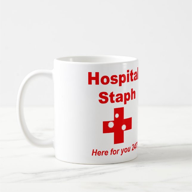 Hospital Staph (red & white) Coffee Mug (Left)