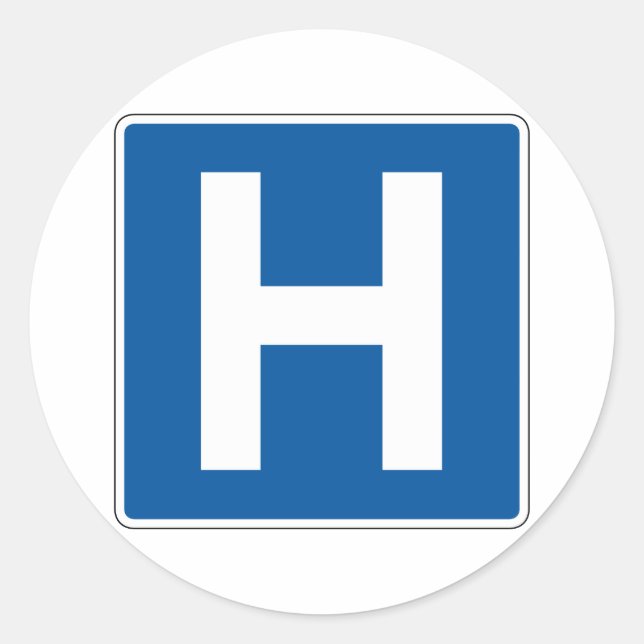 Hospital Street Sign Classic Round Sticker (Front)