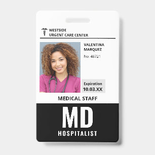 Hospitalist MD ID Photo Logo Badge
