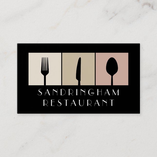 Hospitality Food Fork Spoon Knife Restaurant Business Card (Front)