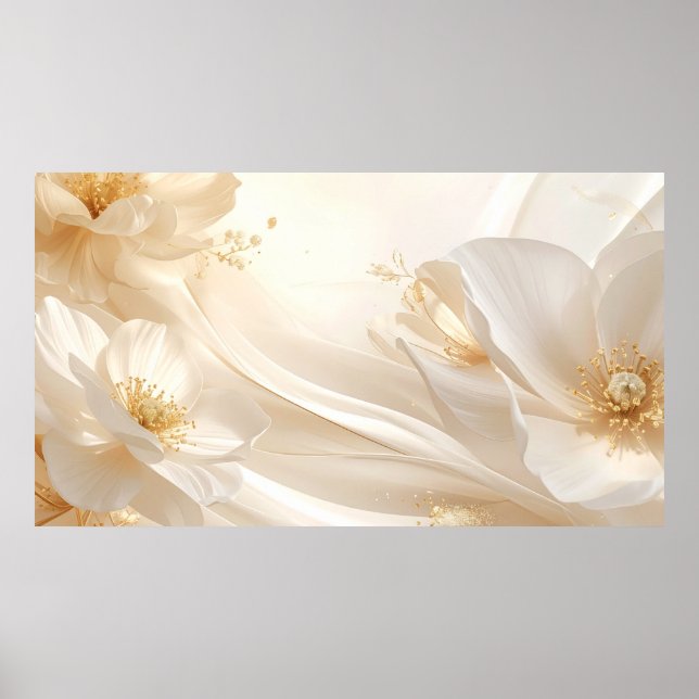 Hospitality Grandeur: A Fluid Floral and Silk Wall Poster (Front)
