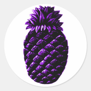 Hospitality Pineapple Purple The MUSEUM Zazzle Gif Classic Round Sticker
