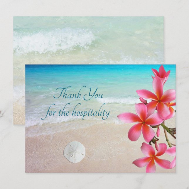 Hospitality Thank You Card Tropical Beach Scene (Front/Back)
