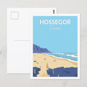 Hossegor France Famous Travel Place Illustration Postcard