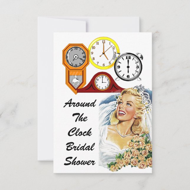 Host Around The Clock Bridal Shower Invitations (Front)