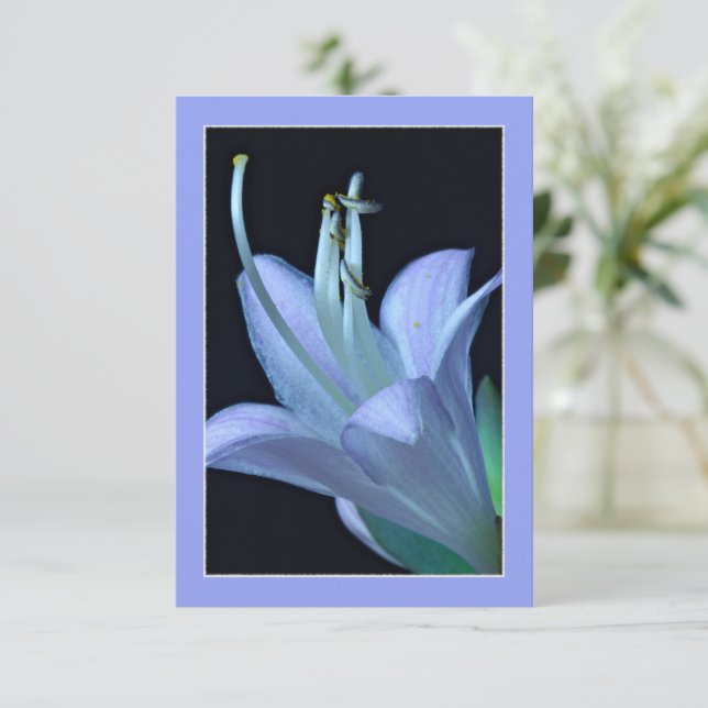 Hosta Flower Ornate Blue & Purple Greeting Card (Standing Front)