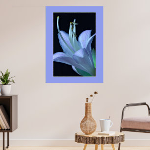 Hosta Flower Ornate Lavender and Blue Framed Art Poster