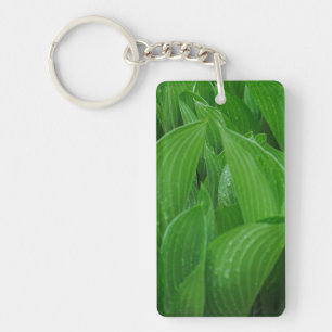 Hosta Leaves with Raindrops Acrylic Keychain