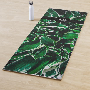 Hosta undulata vibrant green plant leaves Monogram Yoga Mat