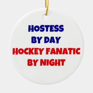Hostess by Day Hockey Fanatic by Night Ceramic Tree Decoration