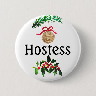 Hostess Christmas Bridal shower Gifts Weddings  6 Cm Round Badge