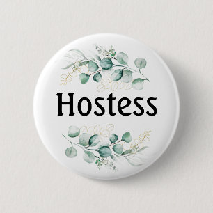 Hostess Eucalyptus Bridal shower Gifts Weddings 6 Cm Round Badge