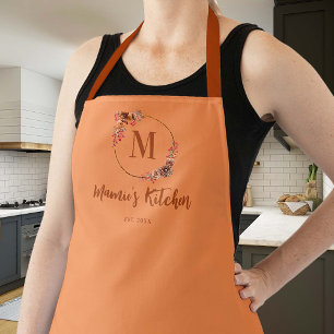 Hostess Gift Thanksgiving Harvest Mums Monogram Apron