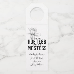 Hostess Gift Wine Floral Rose  Bottle Tag