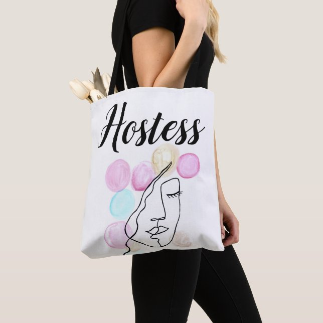 Hostess Pink Grey Typography Elegant Wedding Tote Bag (Close Up)