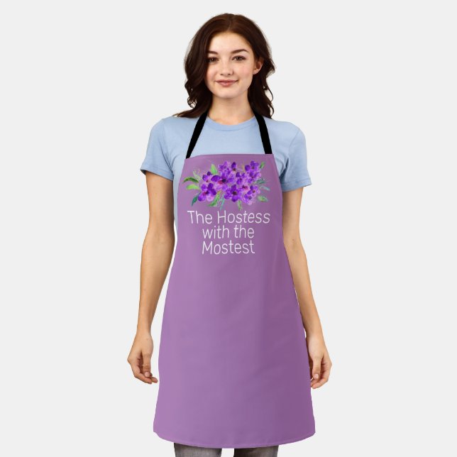 Hostess Purple Cute Bridal shower Party Weddings Apron (Worn)