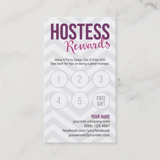 Hostess Rewards Online Party Tips Business Cards (Front)