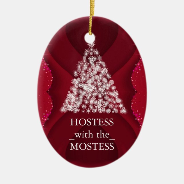 Hostess with the Mostess Christmas Chalkboard Ceramic Tree Decoration (Front)