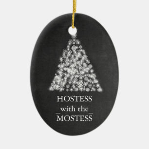 Hostess with the Mostess Christmas Chalkboard Ceramic Tree Decoration