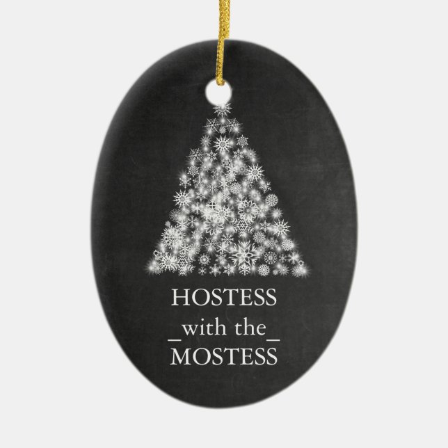 Hostess with the Mostess Christmas Chalkboard Ceramic Tree Decoration (Front)