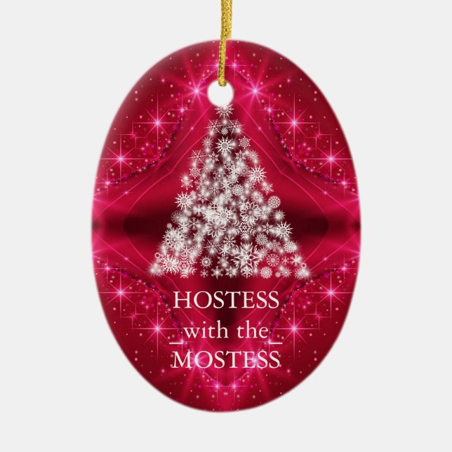 Hostess with the Mostess Christmas Chalkboard Ceramic Tree Decoration (Front)