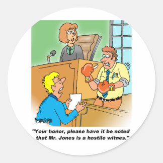 HOSTILE WITNESS CLASSIC ROUND STICKER