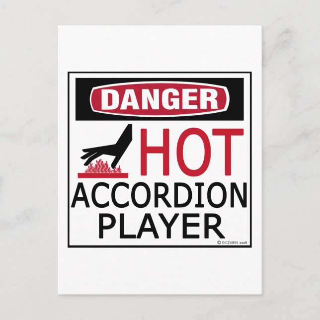Hot Accordion Player Postcard (Front)